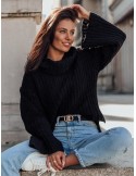 Turtleneck sweater with extended sleeves, black 321110 - Online store - Boutique